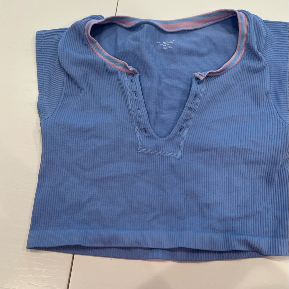 Blue and pink urban out fitters go for gold top